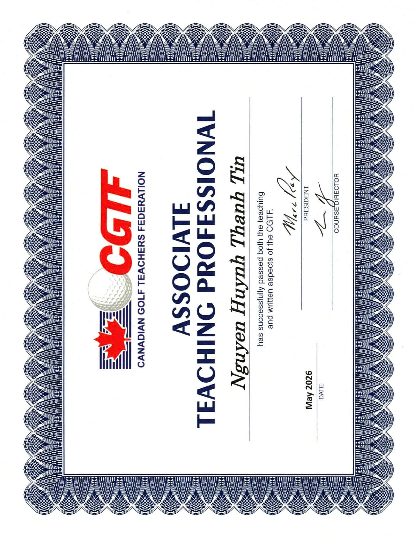 CGTF Associate Teaching Professional certificate